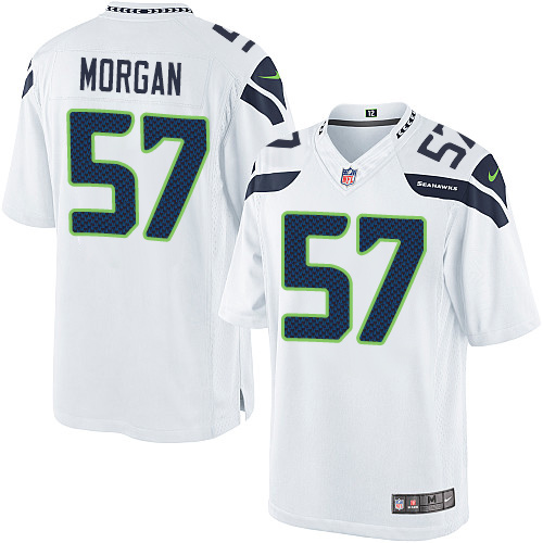 Men's Limited Mike Morgan Nike Jersey White Road - #57 NFL Seattle Seahawks